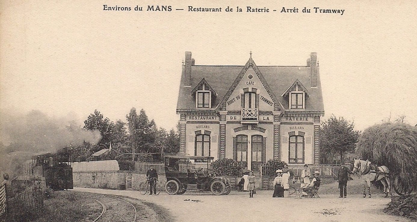 Tramways de la Sarthe : Halte de La Raterie (Allonnes), ligne de Mayet au Mans